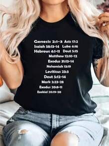 Seventh-Day Adventist  Sda 7 Print T-Shirt, Casual Crew Neck Short Sleeve Comfort Tee Top For Spring & Summer, Women'S Clothing - Black - View 1