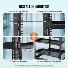 1-2U Server Rack Shelf, 16"/406mm Or 10"/254 Mm  Depth, 50lbs Max Load Capacity Vented Cantilever Or Wall Mount Rack Mount Shelf With Tray, Good Air Circulation For 19"/482.6mm Network Cabinet Or Equipment Rack, Black - 2PCS 1U, 10"/254 mm Depth - View 6