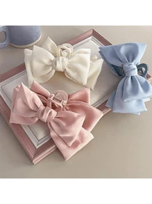 1 Pc Women's Double - Sided Large - Bow Bathroom Hairpin Set, With Princess Clips, Hair Claw And Hair Claws, For Girls' Hairstyle Decoration. - Blue - View 2