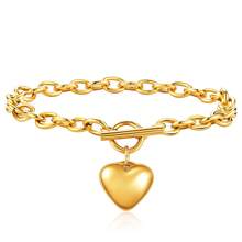 1 set de collier et bracelet en acier inoxydable plaqué or 18 carats, design en forme de cœur. Style simple et minimaliste , idéal pour les rendez-vous, les soirées et le port au bureau