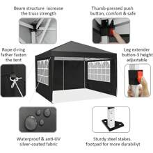 tooluck 10*10 Pop Up Tent With 4 Removable Sidewalls, Waterproof Commercial Instant Shelter Party Tent Outdoor Portable Canopy Tent For Party With Carry Bag, Ropes, Pegs - Black - View 8