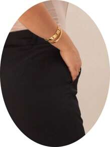 Women's Tailored Dress Pants Wide Leg Bell Bottom Modern Elegant - 黑色 - 查看 8