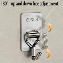 2 PIEZAS Gancho de acero inoxidable, colgador de pared sin taladro y sin rastro, gancho adhesivo para cocina, baño, puerta, dormitorio, soporte de pared resistente para almacenamiento