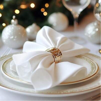 1pc/6pcs/12pcs Satin Smooth White Champagne Napkins, Decorative Dinner Napkins For Daily & Holiday Use