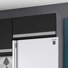 Armário Aéreo Multiuso Geladeira Lux 80cm 100% MDF 01 Porta Basculante Preto TX Fosco - Desk Design
