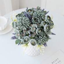 1PC/3PCS Artificial Flowers Silk Hydrangea Bouquets Fake Tea Roses For Spring Wedding Vase For Home Dining Room Bedroom Decorations, Festival Birthday Party Accessories, Outdoor Garden Decorations Gifts Graduation