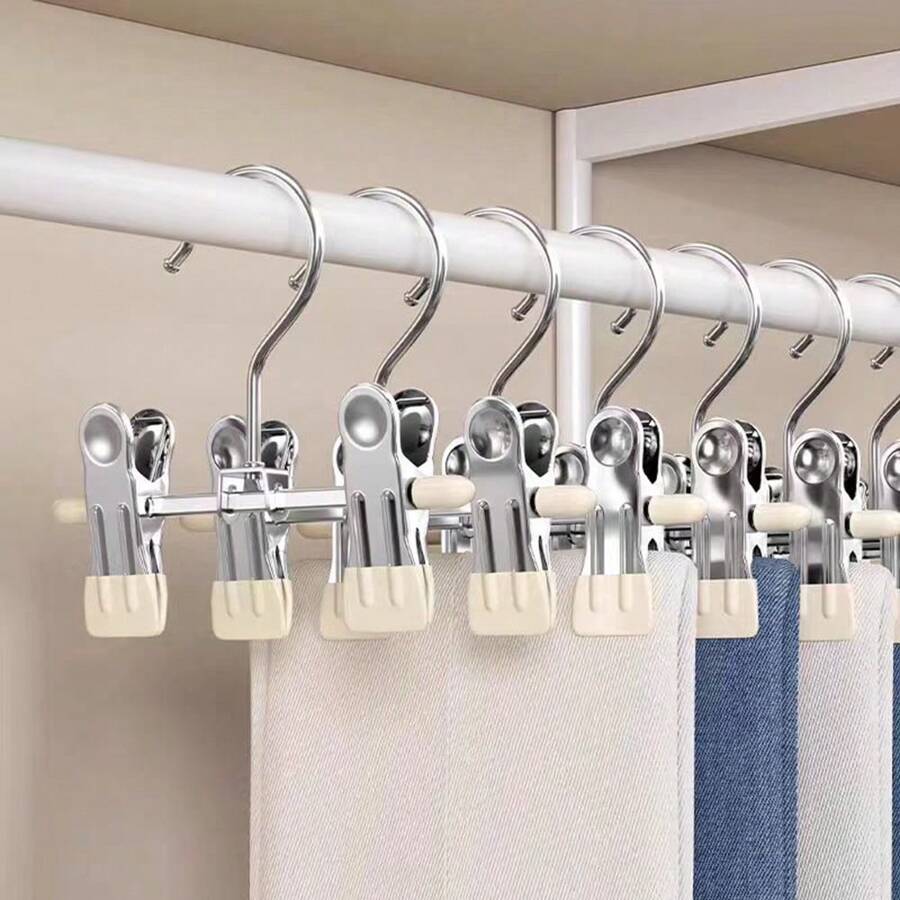 10PCS Pants Hangers With Clips For Baby Closet Organizer Space Saving For Baby Socks ,Hats,Baby Bibs Adjustable Non-Slip Trouser Hangers - Multicolor - View 1