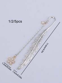 1/2/5pcs Metal Pendant Bookmarks, Suitable As Gifts,School Supplies,Back To School - Silver - View 5
