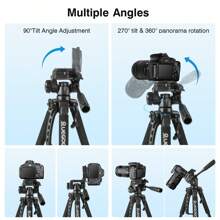 Camera Tripod, Digital SLR Tripod, Rotatable Tripod, Adjustable Height Of 152 Centimeters, Black Cool Tripod Design, Suitable For Aluminum Alloy Materials Of Cameras, Mobile Phones, Projectors, Digital SLR Cameras, Suitable For Photography, Live Streaming, Outdoor Exploration, Etc - Black - View 4