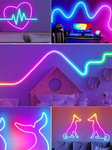 1 buah Lampu Strip LED Neon Tahan Air, Desain DIY untuk Ruang Permainan, Kamar Tidur, Ruang Tamu, Dapur, Bar, Koridor, Dekorasi Pesta, Dekorasi Luar Ruangan, Dekorasi Suasana Liburan, Dekorasi Pesta dengan Kontrol Jarak Jauh 44 Tombol, Berbagai Mode - cahaya berwarna - View 6