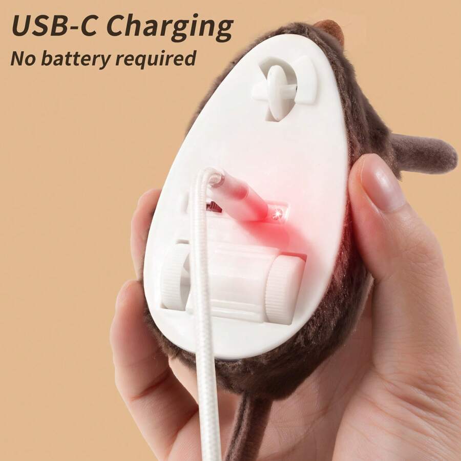 Interactive Cat Toys Mouse For Indoor Cats Rechargeable LED Cat Mouse Indoor Cats Rechargeable Led Toy Feather Tail Beel Lifelike Electric Automatic Moving All Breeds Boredom Exercise