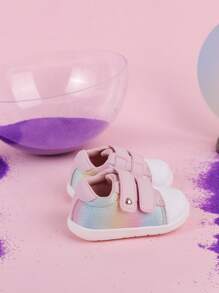 GENGASUN 1 pieza Zapatos de fiesta o casuales de cabeza redonda y tacón bajo con arcoíris en PU para niñas pequeñas en verano/otoño