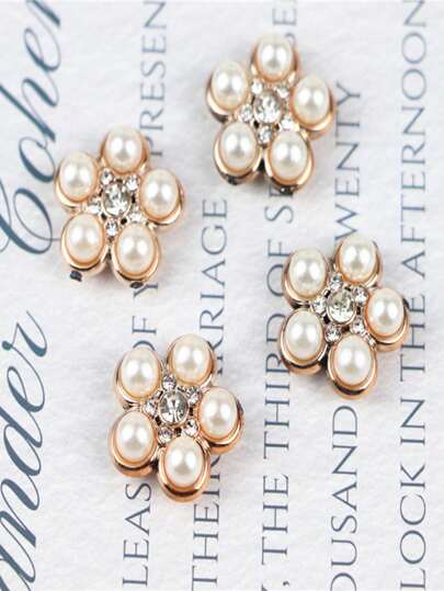 10入組鑲有鑽石和珍珠的聚酯樹脂裝飾品,適用於服裝和配飾diy手工藝品