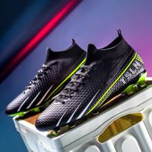 男式高帮足球鞋，无缝、防滑、防冲击设计，适合青少年，适合草地、运动队比赛和训练