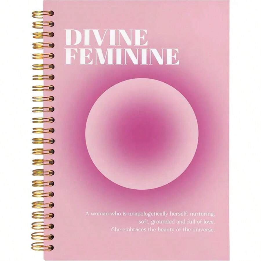 1pc Divine Feminine Hardcover Spiral Journal Notebook - Aesthetic Pink Gradient Aura Journal With 50 Lined Pages For Women, Spiritual Office Supplies -14*21cm/ 5.5x8.3in Spiral Notebook- 50 Sheets 100 Pages-A Diary With The Weekday Signs , Weather Signs,Memo No.And Date Signs