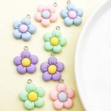 10pcs Assorted Colorful Floral Design Resin Pendant Charms, Cute Jewelry Making Accessories For DIY Necklaces, Bracelets, Earrings, Key Chains