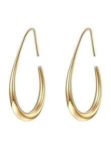 Elegant Stainless Steel Hollow Water Drop Design Hoop Earrings, Suitable For Women Casual Wear