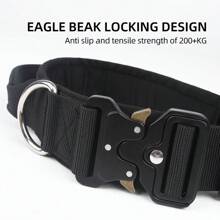 1pc Adjustable Dog Collar - Nylon With Premium Anti-Breakout Hawkbill Buckle For Medium To Large Dog Breeds - Available In Green, Khaki, Black, Grey