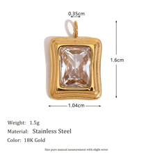 1pc Fashionable Geometric Jewelry Accessory, 18K Gold Plated Stainless Steel Water Drop Rose Cube Pendant, For Women