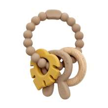 1pc Baby Silicone Teething Toys,100% Silicone Teething Toys For Baby Teething Relief,Wooden Teether Ring Touch Training Newborn Chew Toys,Toddler Toys Teethers For Babies 3-6 Months