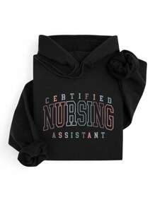 Certified Nursing Assistant Shirt, CNA Sweatshirt, CNA Nurse Hoodie, CNA Gift, Nursing School T-Shirt, Nurse Life Sweatshirts, CNA Grad Gifts, Nurse Aide Hoodies. SD-2294 - Black - View 3
