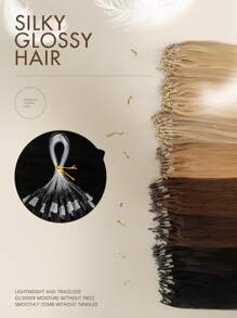 Invisible Nano Bead Hair Extensions, Micro Ring Hair Extensions, Straight Micro Ring Real Human Hair Extensions, Invisible Bead Thickened Micro Ring Hair Extensions, Halloween Costume, Holiday Essential, Bridal Holiday Gift - S1B - View 3