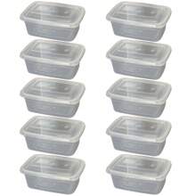 Kit Of 10 1 Liter Transparent Rectangular Washable Fitnees Lunch Box Pots - Transparente - Ver 5