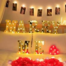 1pc LED Strip Light Marquee Sign - White Illuminated Letter Decoration For Home, Wedding, Birthday And Party - Waterproof Bulbs, 6.3" Height, PVC Material, Battery Powered Box, Ideal For Bar Or Desktop Decor
