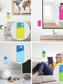 Cell Phone Wallet Silicone Stick On Card Holder Back Phone Adhesive Back Of Cell Phone Wallet For Check ID Business Card Compatible Works With Most Smartphones Minimalist Universal Adhesive Phone Back Bag Phone Back Wallet Pocket Compatible With Most Smartphones And Protective Cases Card Covers For Vacation Card Holder Wallet Business Card Holder Credit Card Holder Women For Women For Men Card Wallet Magsafe Wallet Cell Phone Purse Cellphone Bag - Multicolor - View 7