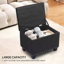 24-Inch Black Tufted Storage Bench Ottoman With Poufs, Upholstered Footrest, And Lift-Top Stool Design - Default - View 6