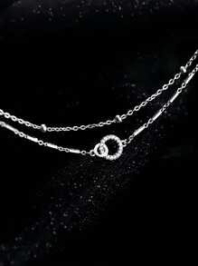 1 Piece Of Fashionable Double-Layer Bracelet For Sterling Silver Women's Light Luxury Niche Exquisite Stacked Double-Ring Bracelet For Girlfriend Gift - Double Bead Bracelet - View 10