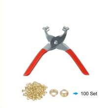 1 Set 1/4 Inch Grommet Eyelet Plier Set, Eyelet Hole Punch Pliers Kit With 100 Metal Eyelets, Grommet Tool Kit For Leather Clothes Belt, Tools For Men - Red - View 10