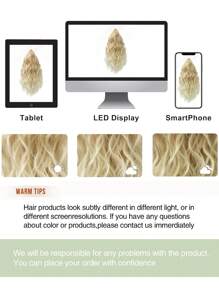 Extensión de cola de caballo, extensión de cabello sintético suave y natural de 16" con pinza de garra para uso diario de mujeres (Rubio)