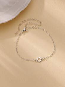 1PC Stainless Steel Sun Hollow Anklet For Women Girls Minimalist Fashion Waterproof Foot Chain Jewelry Beach Party Gift Sunflower Anklets