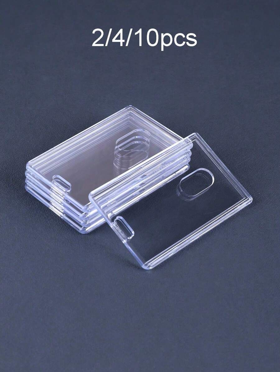 2/4/10pcs Acrylic Horizontal Clear Badge Holder,School Supplies,Back To School - Clear - View 1
