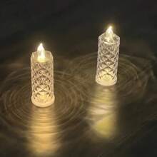 AMILL 3/6pcs Crystal LED Flameless Candles - Realistic Flickering Effect, Button Battery Powered, Durable Plastic Construction, Ideal For Home, Parties, Weddings, Birthdays, Valentine's Day Decorations, No-Smoke Ambiance Lighting - ánh sáng trắng ấm áp - Xem 9