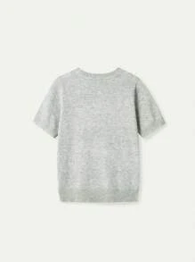 FOR BEAUTY Spring And Summer And Autumn New Women's Simple Temperament Commuting Pullover, Street Elegant College Casual Style, Small Round Neck Solid Color Knit Christmas Top - Light Gray - View 6