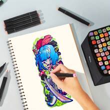 开学季酒精马克笔套装、双头搅拌器艺术马克笔、成人涂色永久性素描马克笔、插画酒精马克笔（48/80/120/168 色） - 120種顏色 - 查看 5
