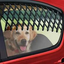 1pc Breathable Mesh Adjustable Pet Car Barrier - Breathable Mesh Dog Window Guard, Easy To Assemble, Available In Small And Large Sizes - Black - View 2