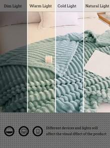 1pc Soft & Cozy Striped Fleece Blanket, Light Blue, Skin-Friendly, Suitable For Bedroom & Guest Room, Machine Washable, All Season - Baby Blue - View 8