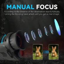 全黑夜视单筒望远镜，2000mAh锂电池，红外夜视仪，适用于夜间摄影、视频录制、狩猎、露营、钓鱼、导航、监视、户外探险、执法、搜索救援、野生动物观察、观鸟，5倍数码变焦，不含存储卡