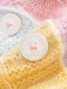 Women's Button Down Cropped Cardigan, Long Sleeve Tie Dye Print Cable Knit Sweater