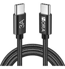 Type C To Type C Charging And Data Cable 2m 3A Fabric - Black - View 2