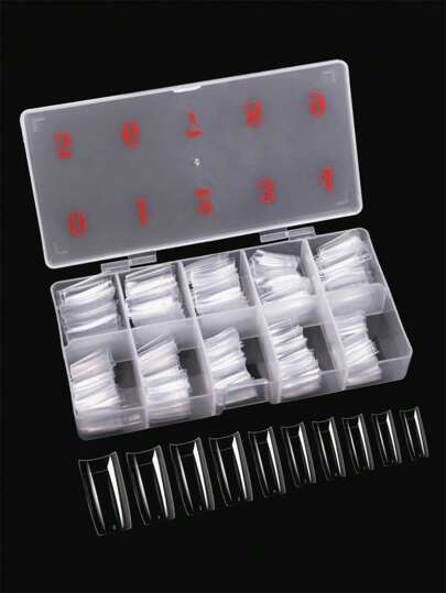 500pcs/Box French Nail Tips Full Cover Nails Tips Acrylic Transparent Nail Capsules French Manicure False Nail For Salon And Home DIY Extension Tools Women Girls Nails Supplies