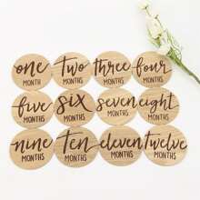 6/12 件新生儿里程碑木块，每月成长家庭照片道具，纪念礼物婴儿洗礼复活节礼物，适合女孩/男孩 - 彩色 - 查看 9