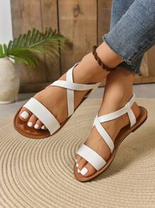 Sandalias planas cómodas, ligeras y versátiles para primavera/verano, tallas grandes para mujeres