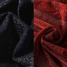 1 件奢华闪光星空金属纱针织弹力飘逸面料，闪亮银河纺织品适用于舞台服装、婚礼装饰、摄影背景 - 彩色 - 查看 4