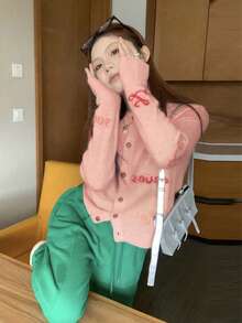 Pink Cardigan Long Sleeve Women Sweater Soft & Sweet Top - Pink - View 8