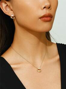 Set de 3 piezas/caja de Pendientes, Collar con Círculo y Corazón de Circonita Brillante, para uso diario, fiesta, citas, boda, regalo nupcial, regalo para el amante, regalo para la mamá, regalo de Día de San Valentín, regalo de cumpleaños, regalo de Año Nuevo, mamá, madre, Día de la Madre, regalo