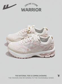 WARRIOR 1 Pair Women Front Lace-Up Breathable Soft Sole Mesh Low Top Versatile Outdoor Sports Casual Shoes - Baby Pink - View 1